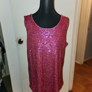 DKNY Sparkling Fuchsia Sequin Tank Top